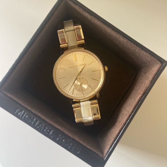 Micheal Kors two-tone gold watch. Received as a gift and never worn. - Picture 2 of 6